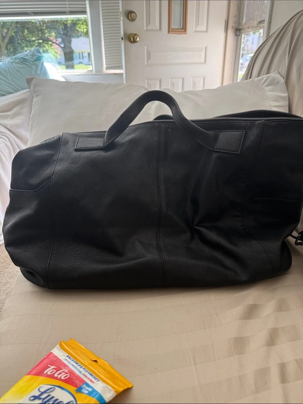 Black Leather Weekender Bag - Men/Woman